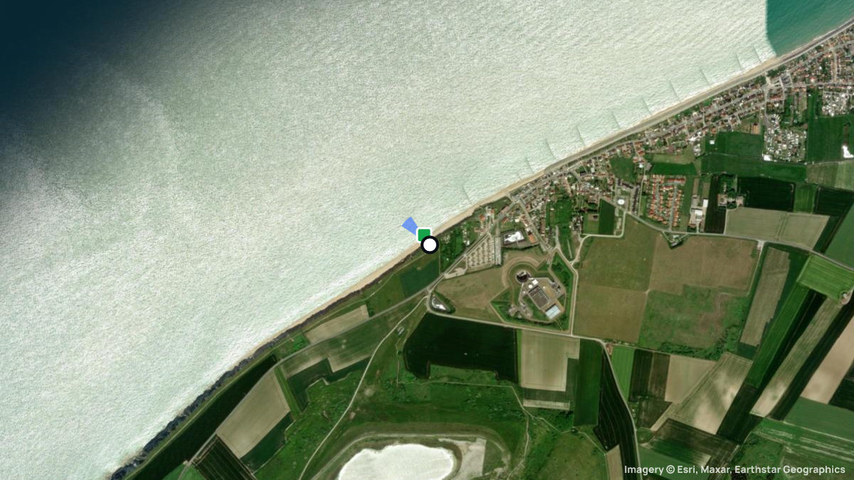Satellite map of Sangatte with its launches and landings