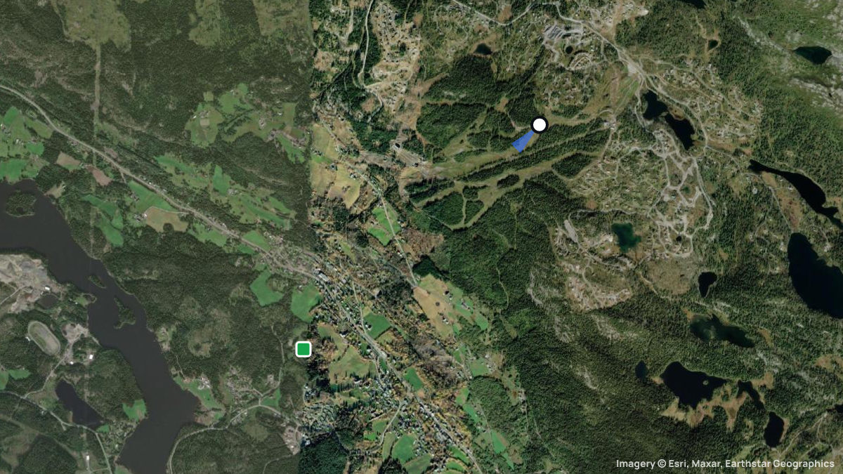 Satellitenkarte von Aurdal mit Start- und Landeplätzen