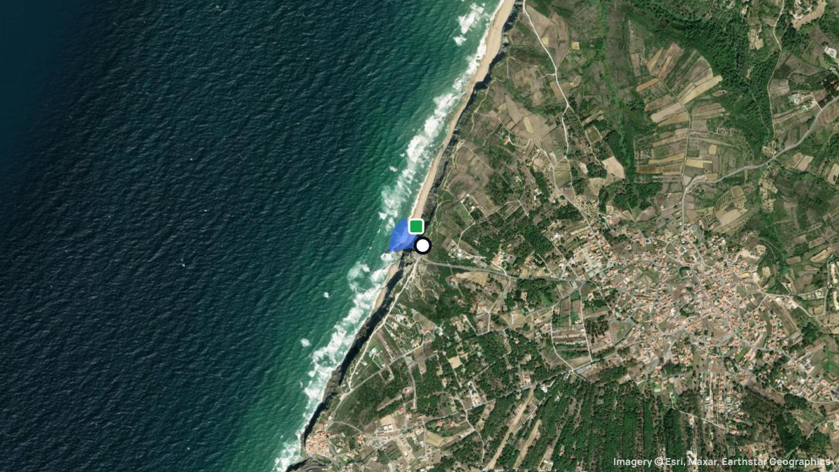 Satellite map of Praia da Aguda with its launches and landings