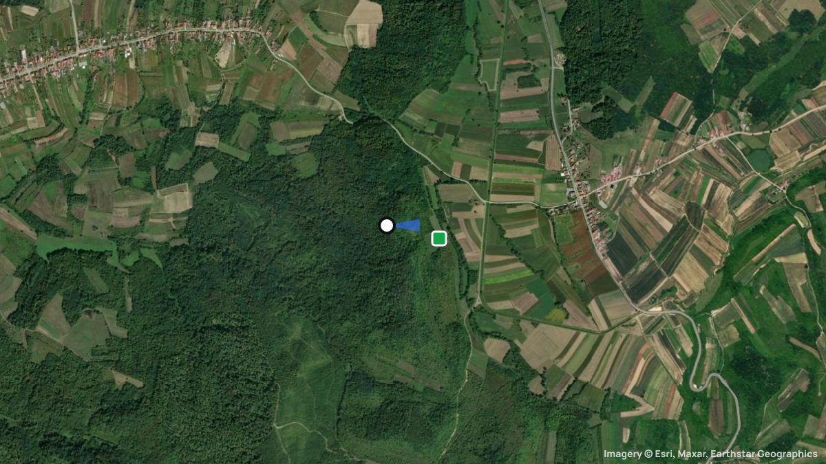 Satellitenkarte von Zmajevac mit Start- und Landeplätzen