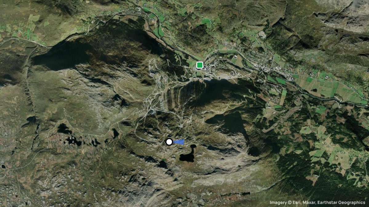 Satellite map of Fjellheisen with its launches and landings