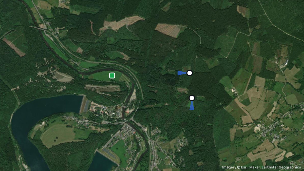 Satellite map of Coo with its launches and landings