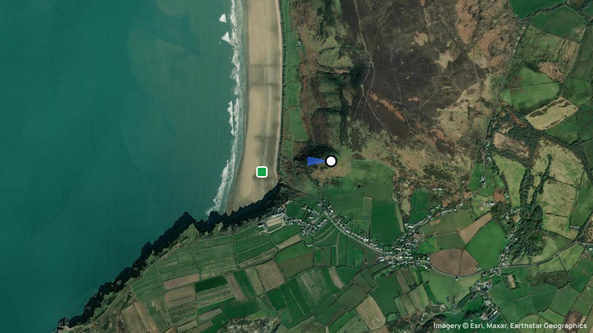 Satellite map of Rhossili with its launches and landings
