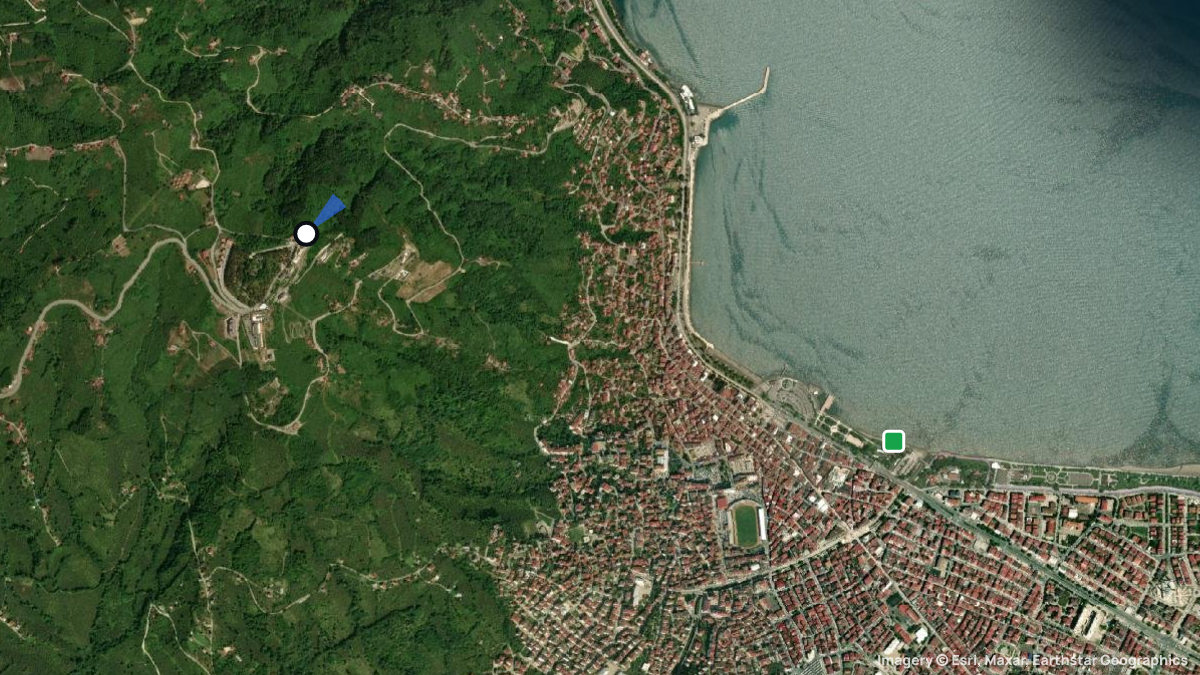 Satellite map of Ordu with its launches and landings