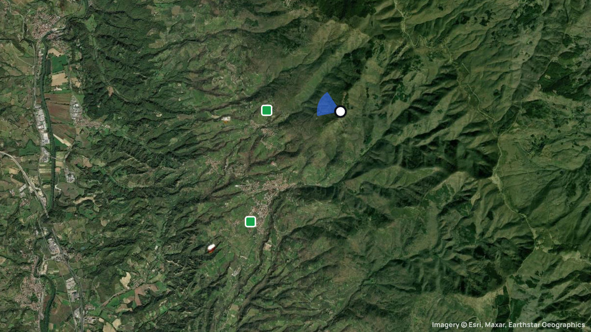 Satellite map of Massanera with its launches and landings