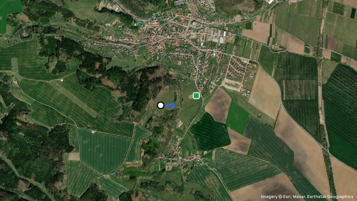 Satellite map of Lysice with its launches and landings