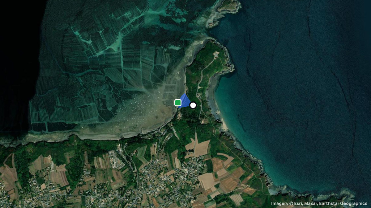 Satellitenkarte von Pointe de Bilfot mit Start- und Landeplätzen