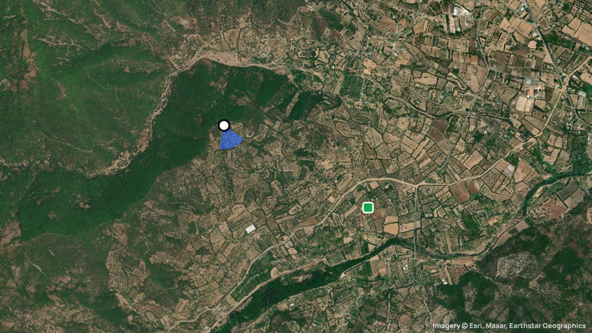 Satellite map of Villacidro with its launches and landings