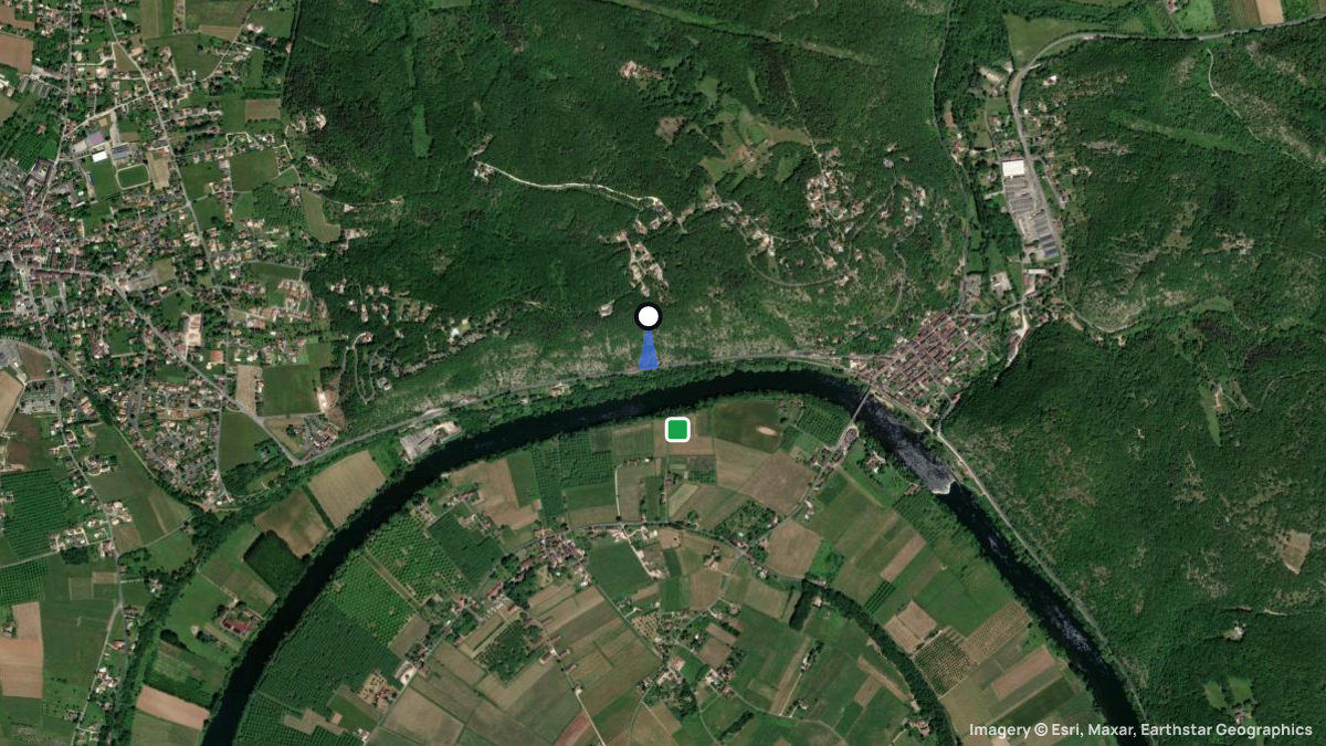 Satellite map of Castelfranc with its launches and landings