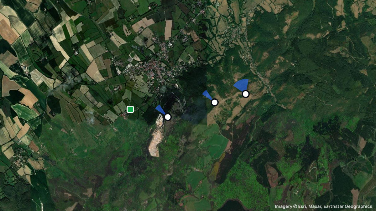 Satellitenkarte von Dourgne mit Start- und Landeplätzen