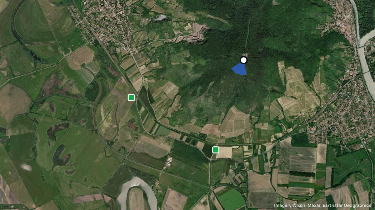 Satellite map of Tokaj with its launches and landings