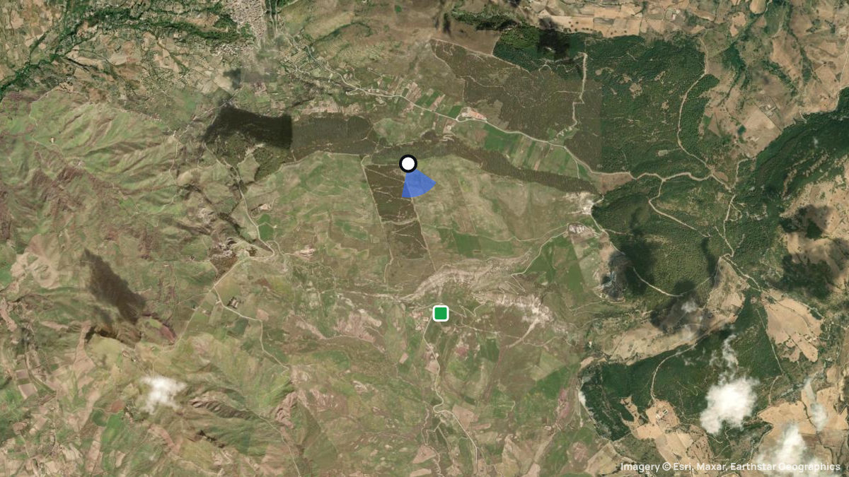 Satellite map of Serra della Moneta with its launches and landings