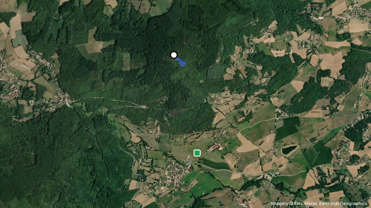 Satellite map of Mont Chuyer with its launches and landings