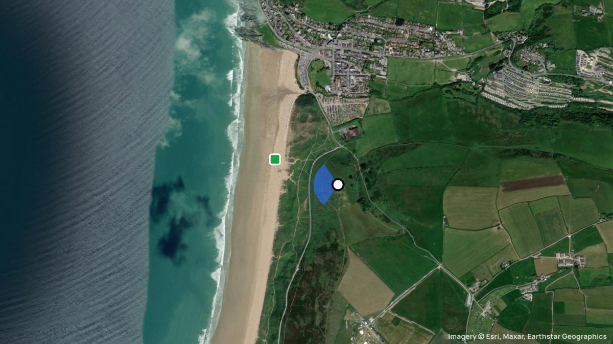 Satellite map of Potters Hill with its launches and landings