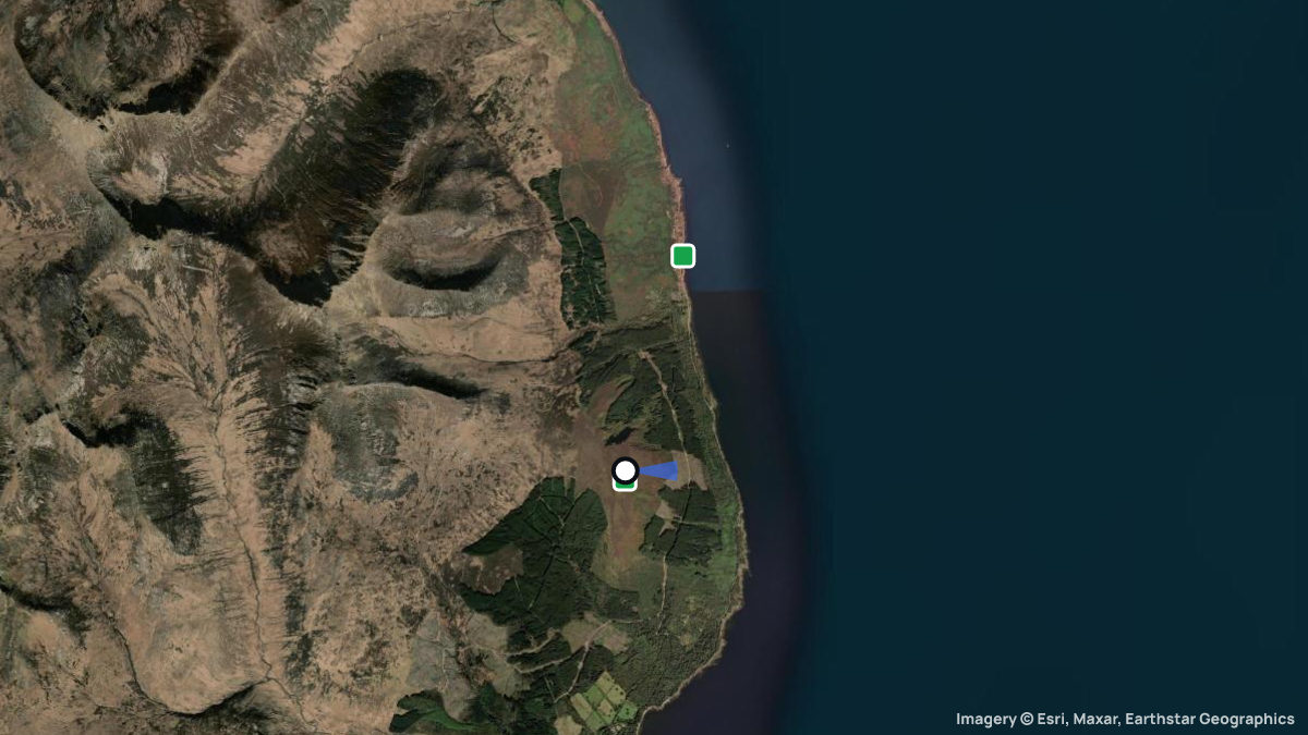 Satellite map of Moal Donn with its launches and landings