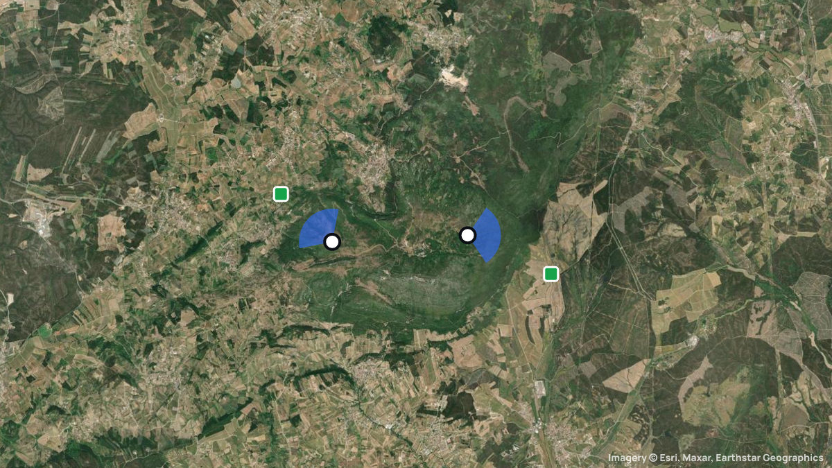 Satellite map of Montejunto with its launches and landings