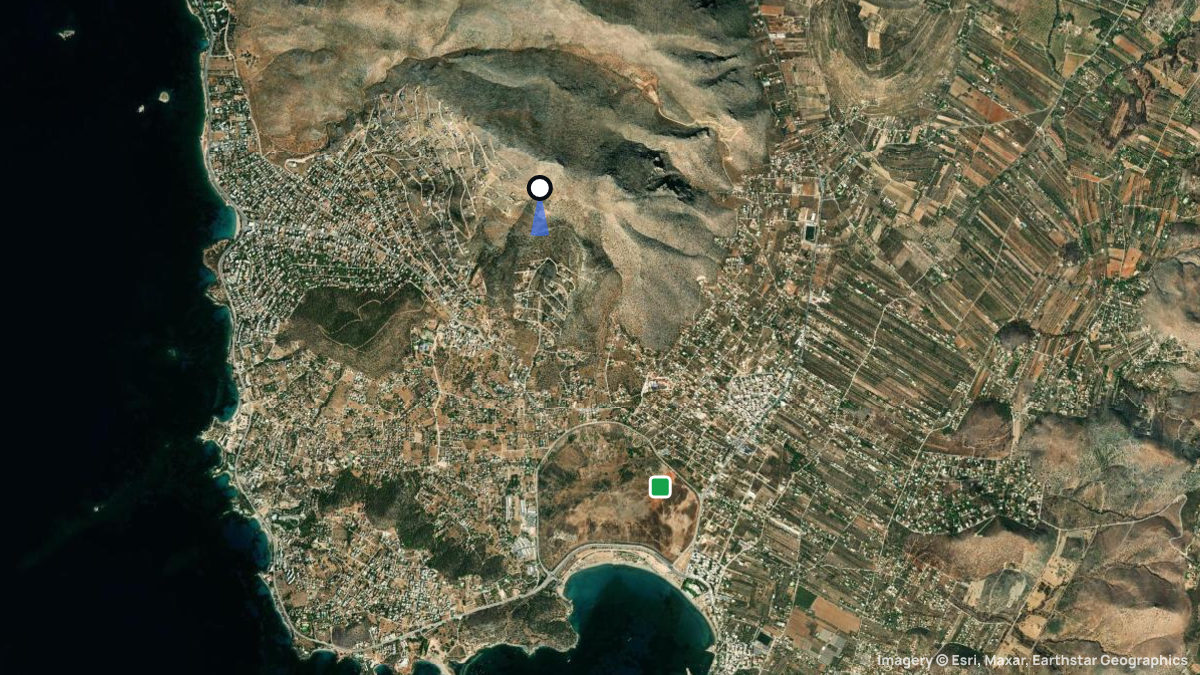 Satellite map of Anabysos with its launches and landings