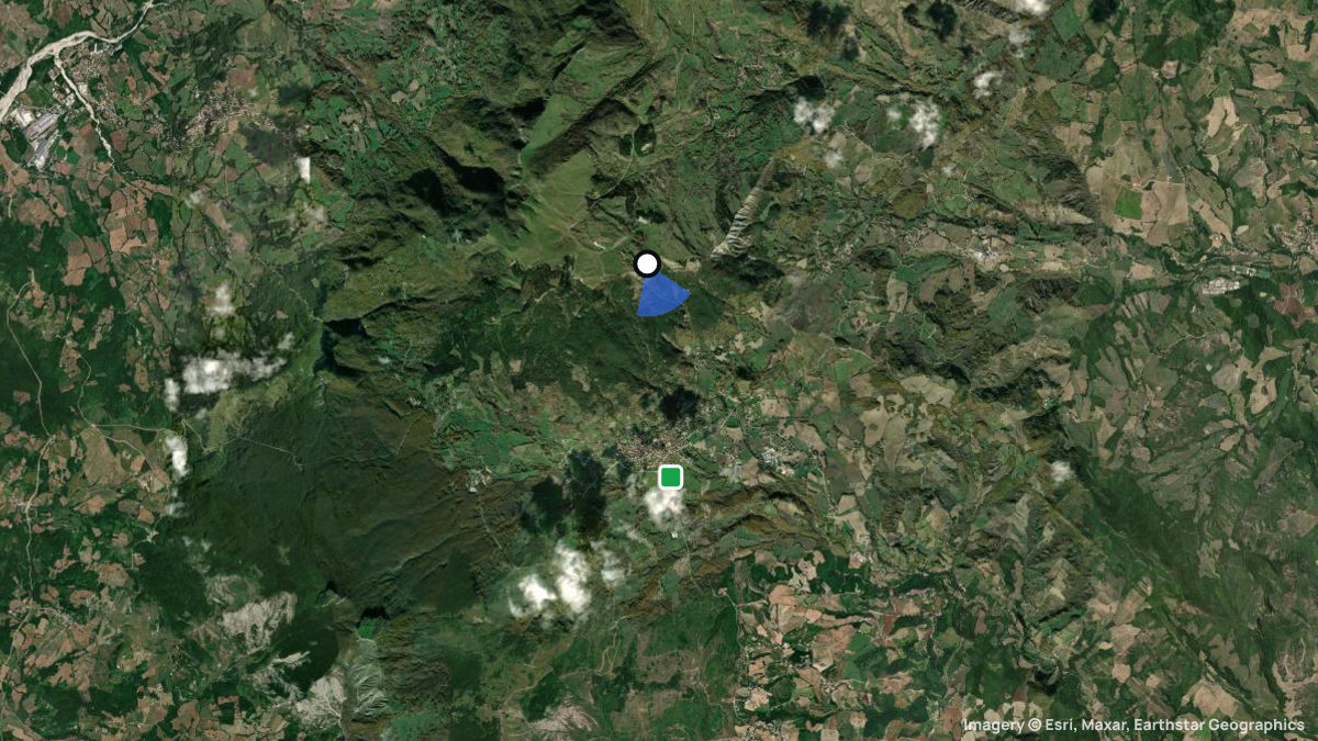 Satellite map of Monte Carpegna with its launches and landings