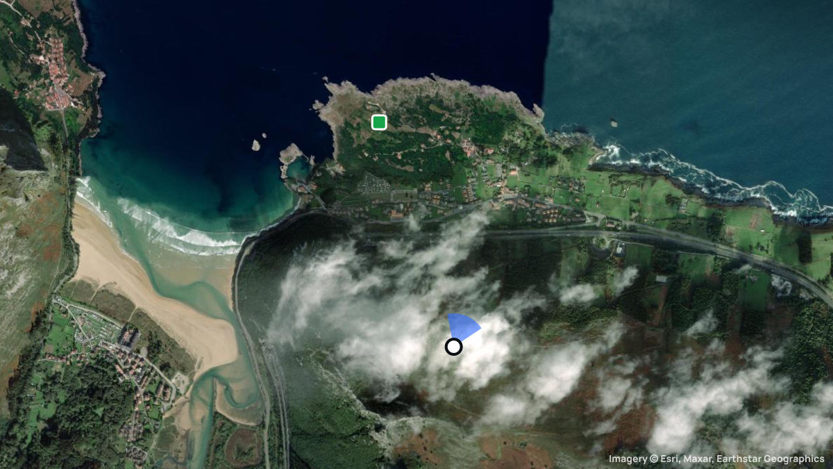 Satellite map of Islares with its launches and landings