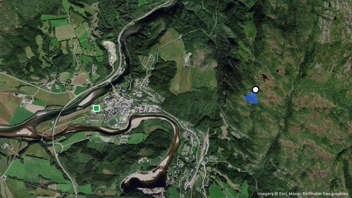 Satellite map of Grong with its launches and landings