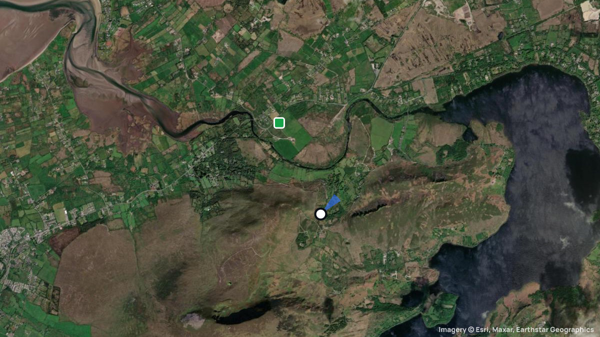 Satellite map of Caragh Bridge with its launches and landings