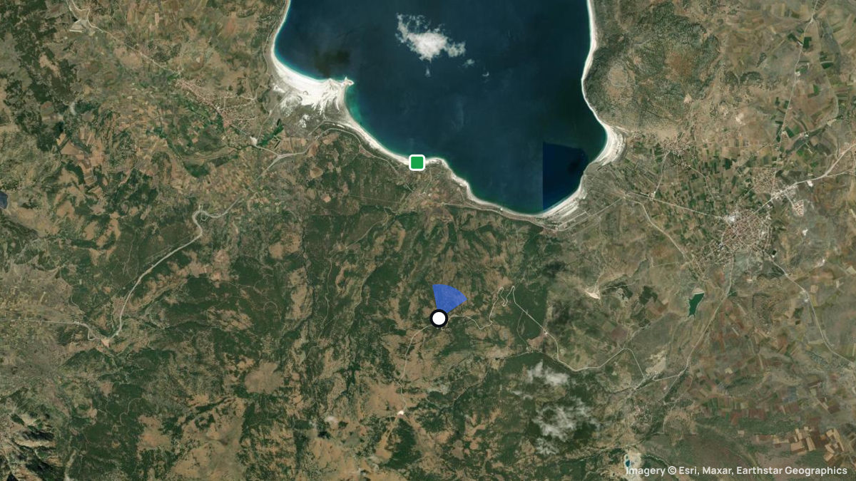 Satellite map of Salda Gölü with its launches and landings