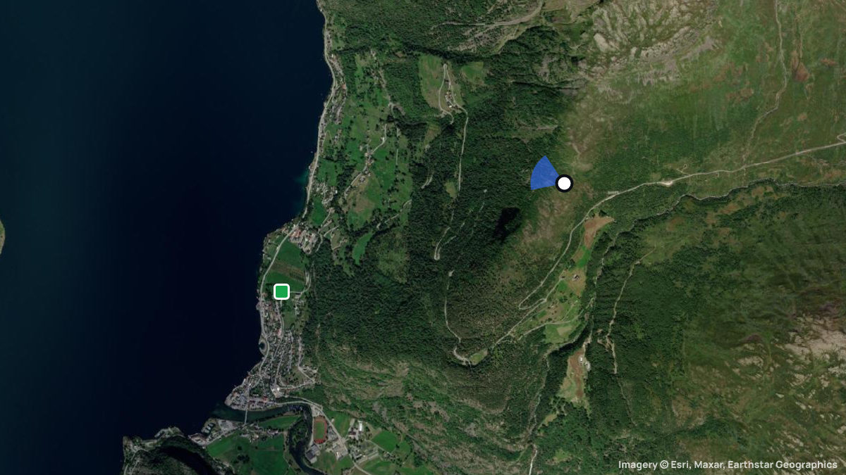 Satellitenkarte von Aurland mit Start- und Landeplätzen