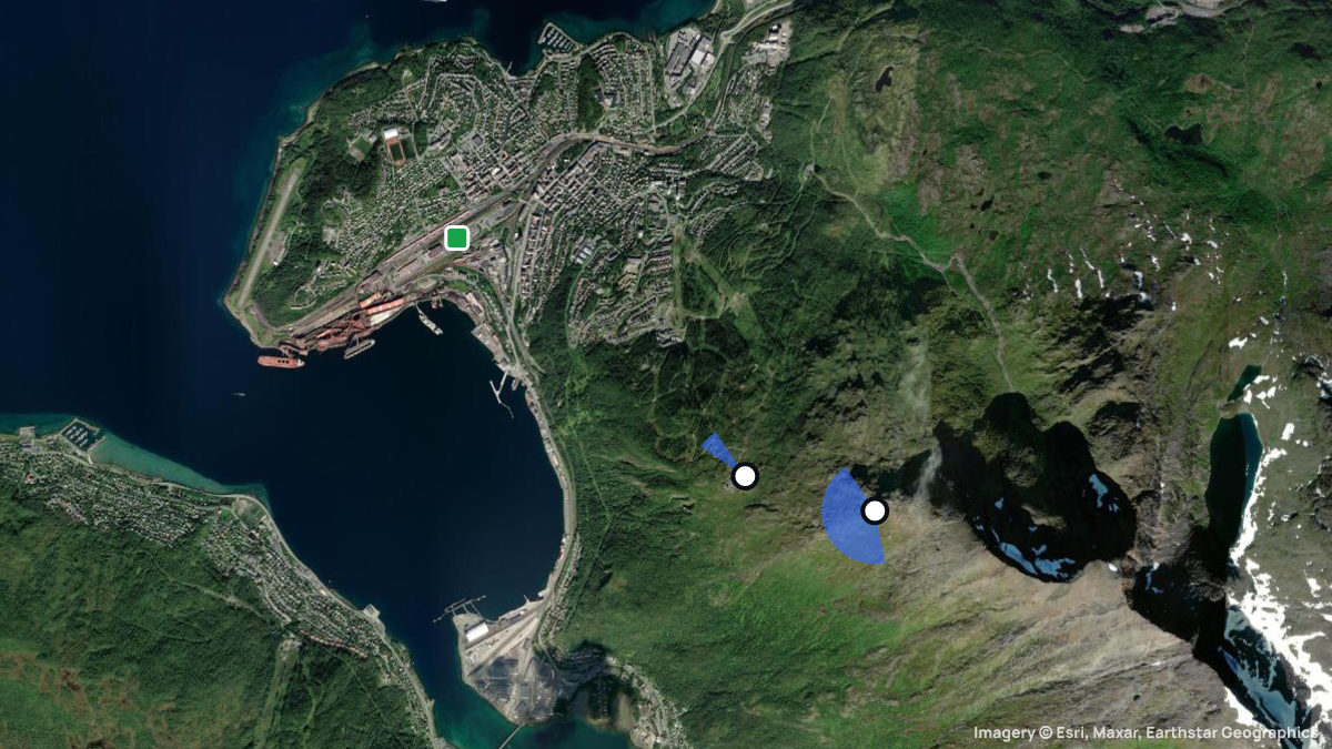 Satellite map of Narvik with its launches and landings
