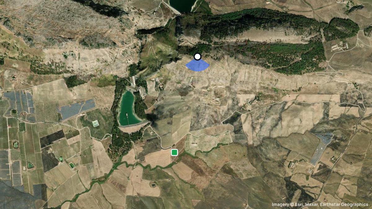 Satellite map of Monte Maganoce Süd with its launches and landings