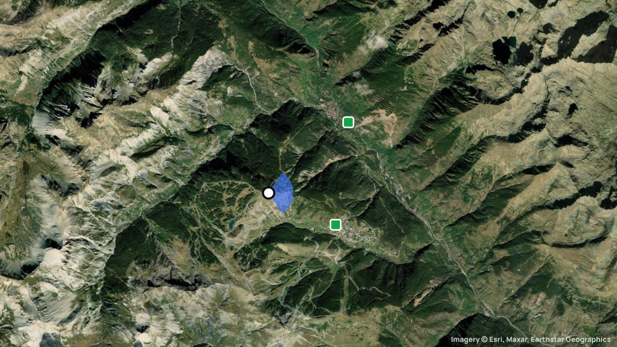 Satellitenkarte von Auron mit Start- und Landeplätzen