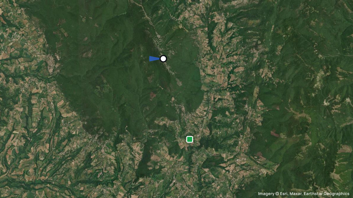 Satellite map of Monte Cosce with its launches and landings