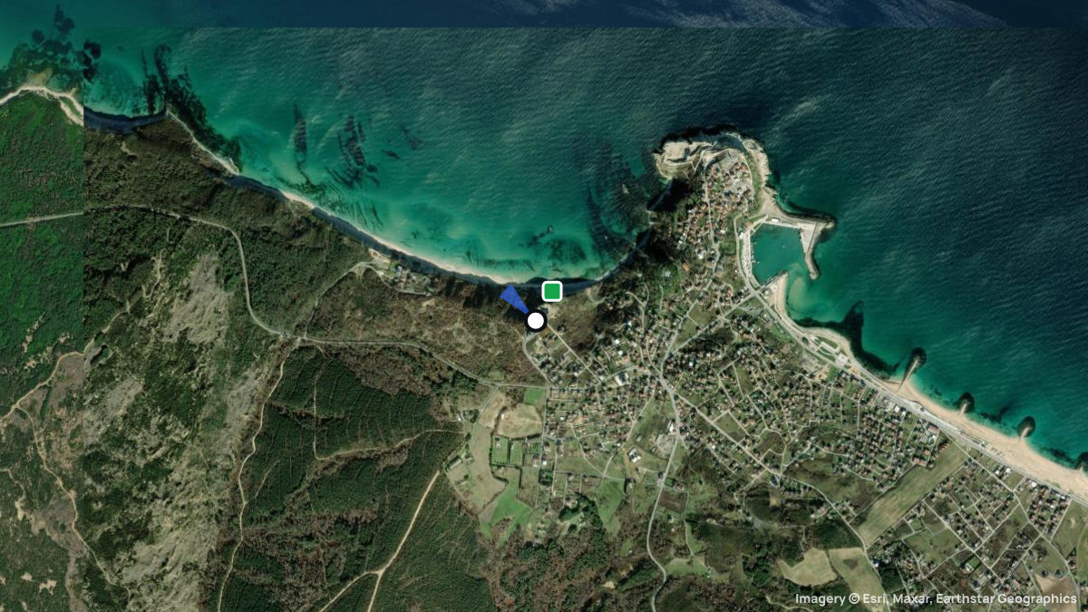 Satellite map of Karaburun with its launches and landings