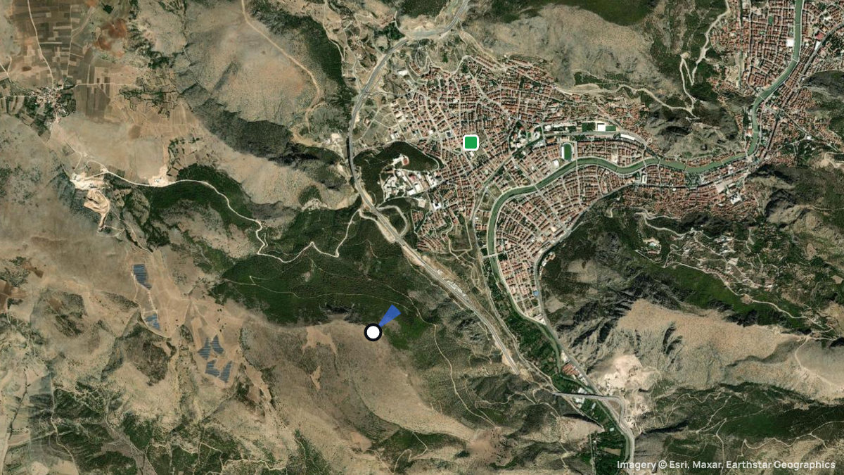 Satellite map of Amasya with its launches and landings