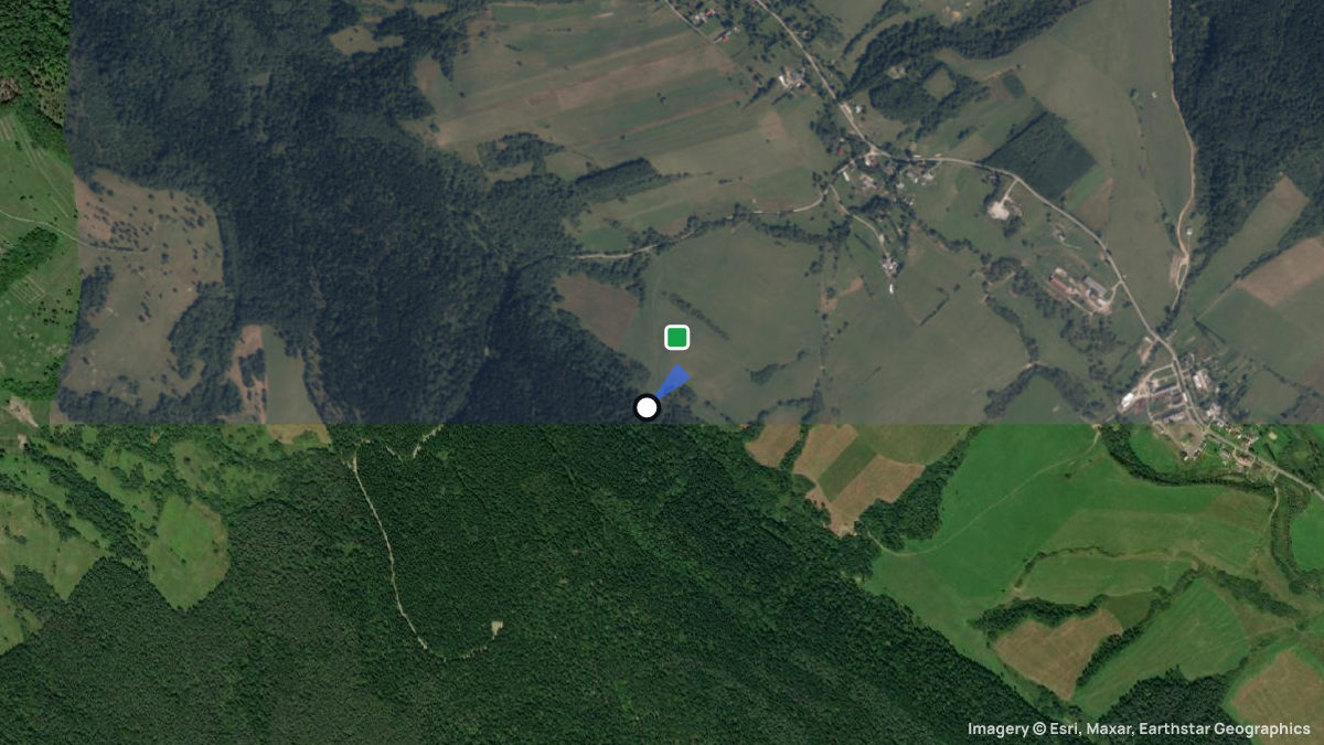 Satellite map of Mszana with its launches and landings