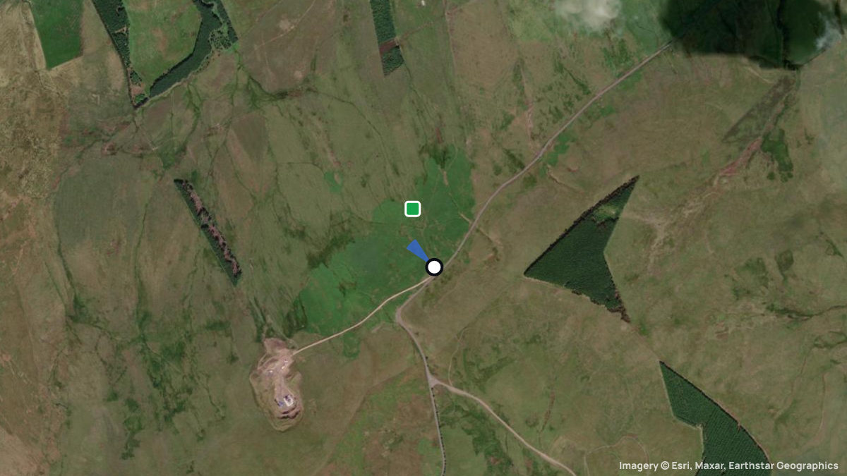 Satellitenkarte von Moorfoots mit Start- und Landeplätzen