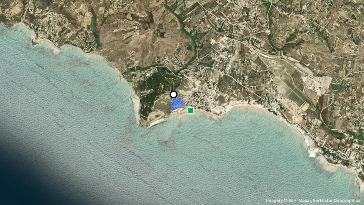 Satellite map of Capo Rossello with its launches and landings