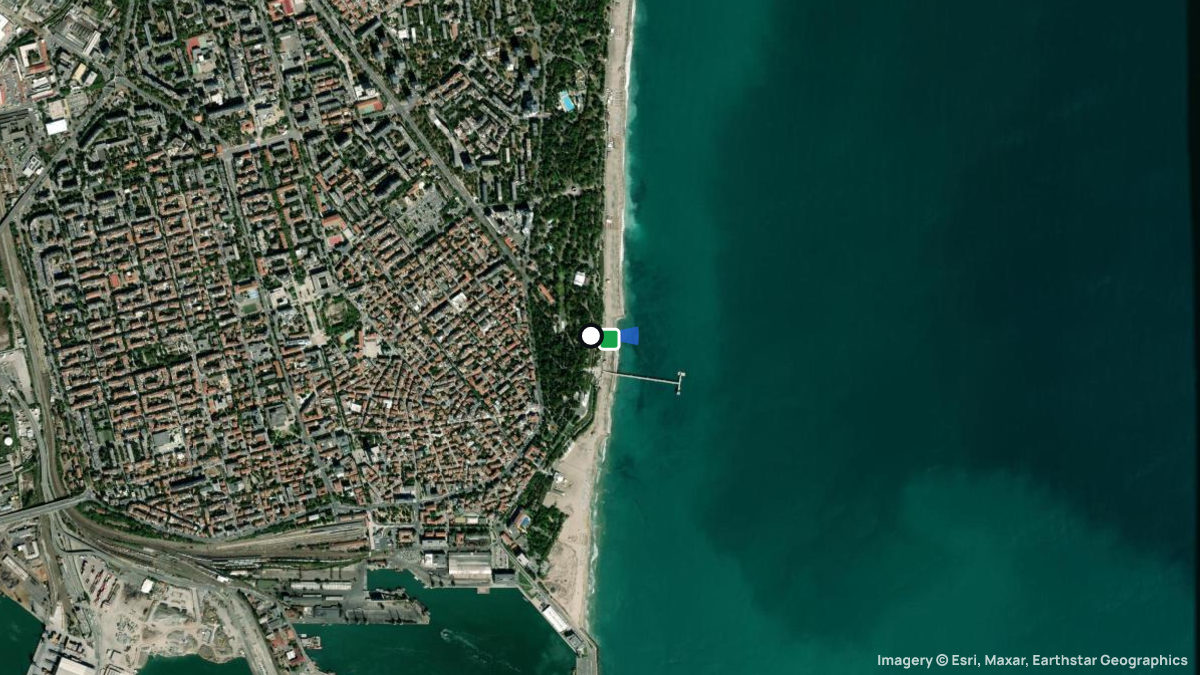 Satellitenkarte von Burgas mit Start- und Landeplätzen