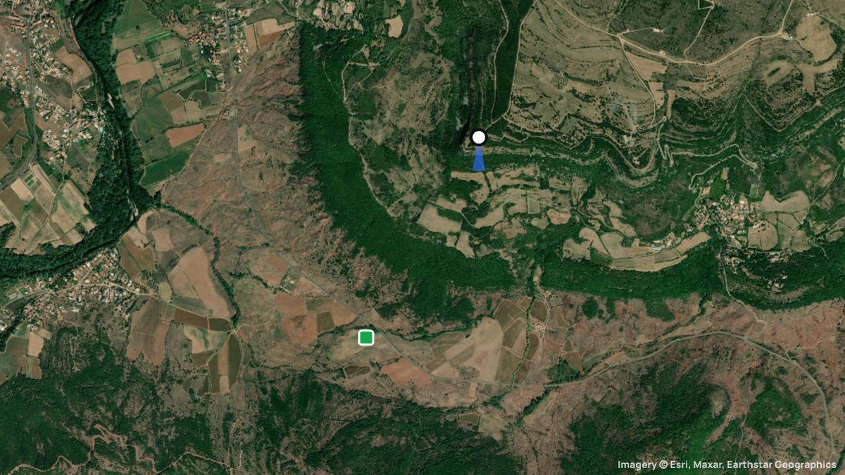Satellite map of Montjoux with its launches and landings