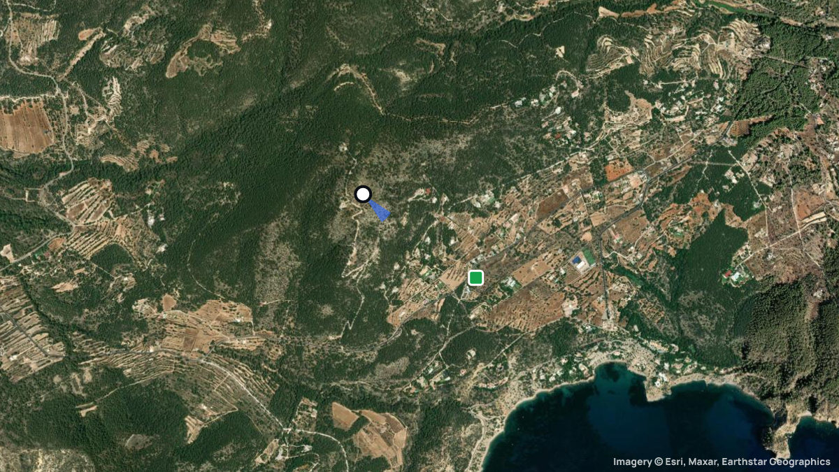 Satellitenkarte von Puig d'en Serra mit Start- und Landeplätzen
