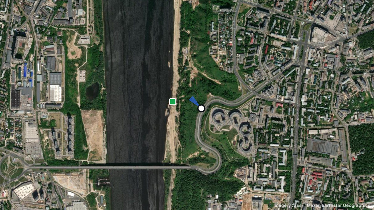 Satellitenkarte von Oksky mit Start- und Landeplätzen