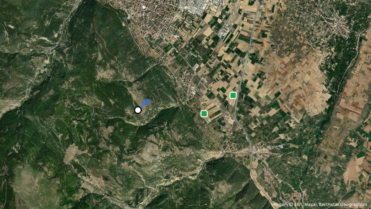 Satellite map of Aksehir with its launches and landings