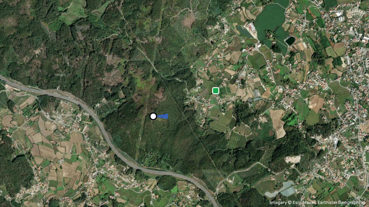 Satellitenkarte von Caldas das Taipas mit Start- und Landeplätzen