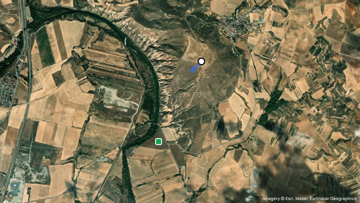 Satellite map of La Muela with its launches and landings