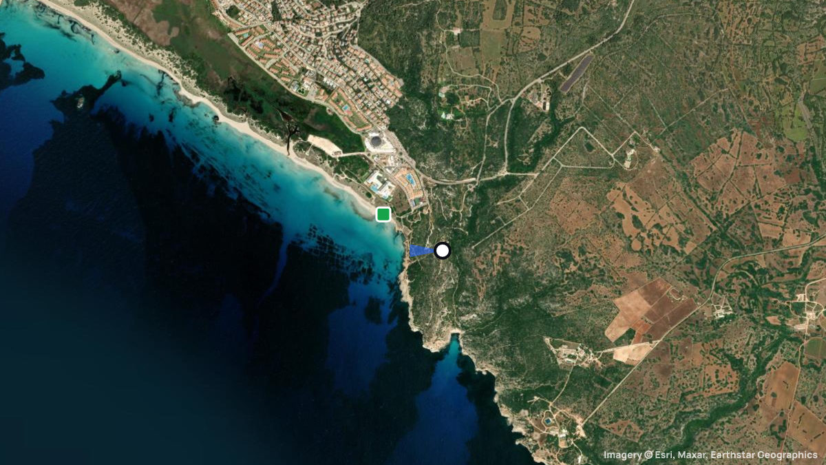 Satellite map of Son Bou with its launches and landings